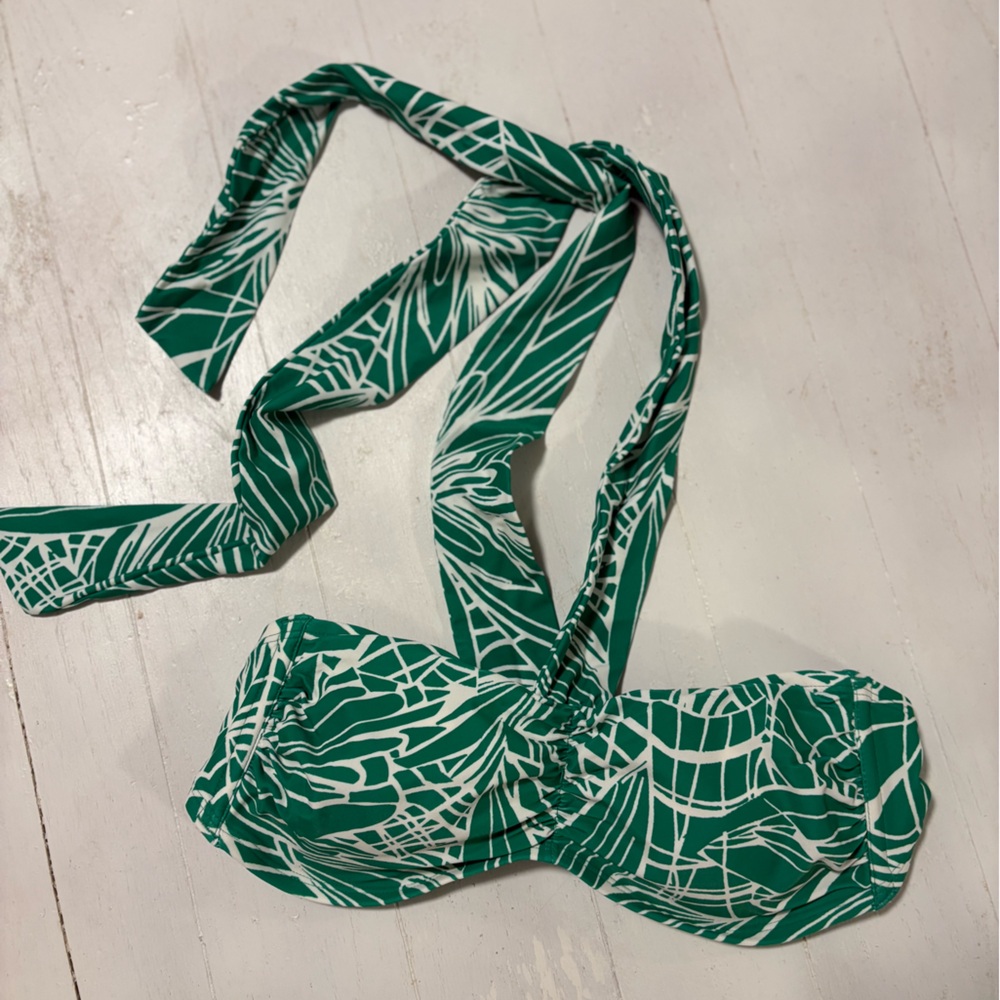 Tabitha Brown Tropical Green and White Bikini Top